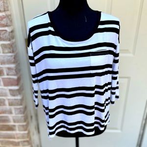 White House Black Market, Black & White, Striped, Blouse, Size XXS